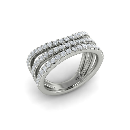 Diamond Multi-Row Curved Statement Ring