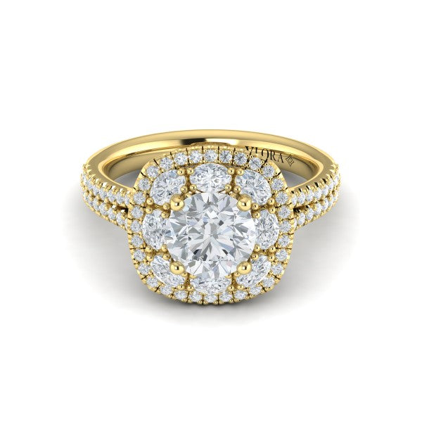 Exquisite Double Halo Round Engagement Ring