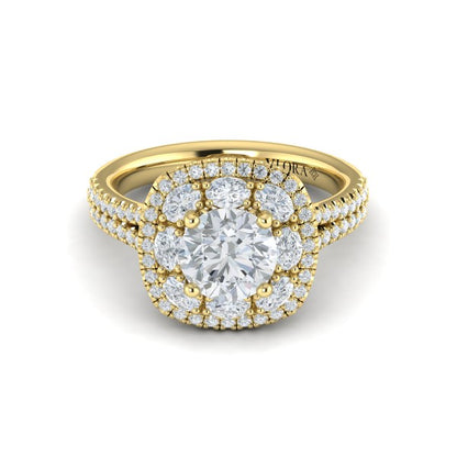 Exquisite Double Halo Round Engagement Ring
