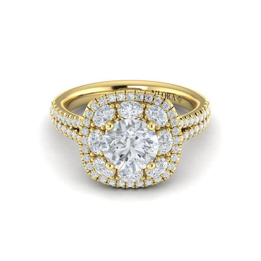Exquisite Double Halo Round Engagement Ring