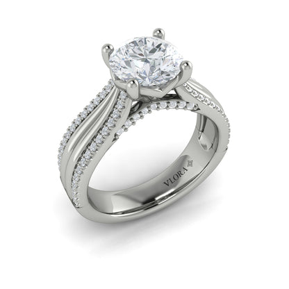 Round Classic Engagement Ring in Platinum by Vlora Bridal