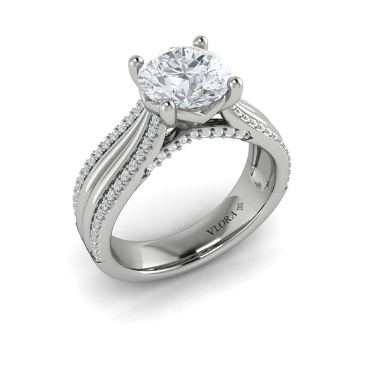 Round Classic Engagement Ring in Platinum by Vlora Bridal