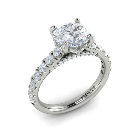 Timeless Cathedral Engagement Ring with Hidden Halo