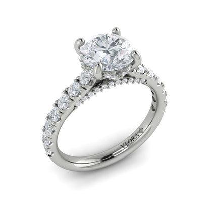 Timeless Cathedral Engagement Ring with Hidden Halo