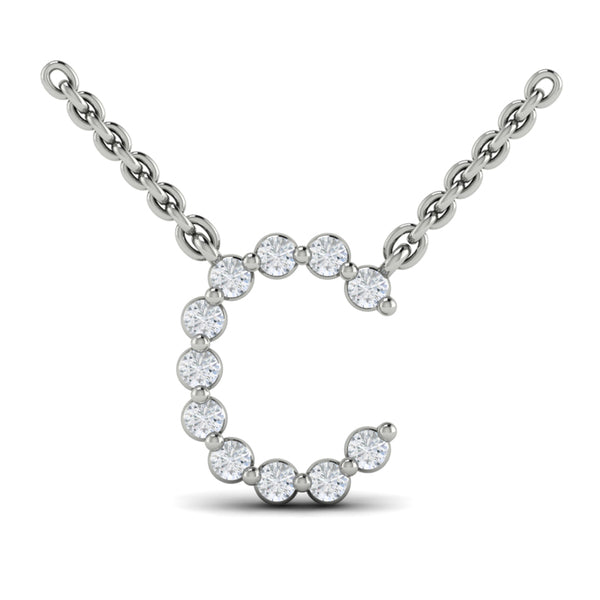 Diamond Alphabet Pendant Necklace, C