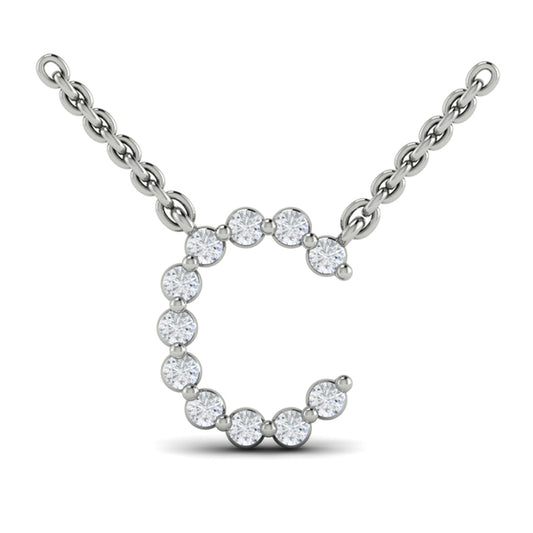 Diamond Alphabet Pendant Necklace, C