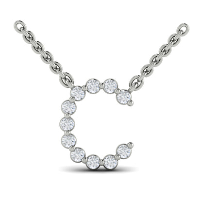 Diamond Alphabet Pendant Necklace, C