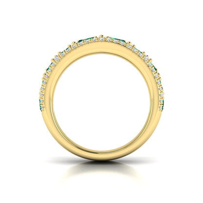 Oval Emerald and Pavé Diamond Band