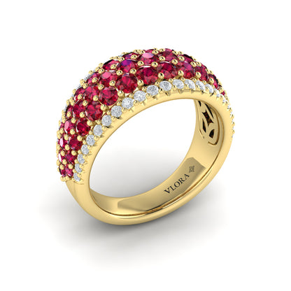 Diamond and Ruby Multi-Row Statement Ring