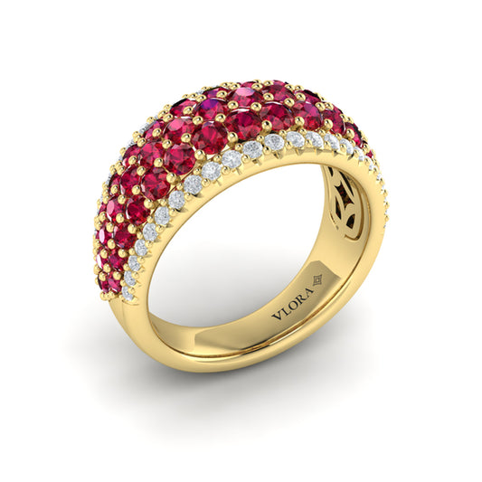 Diamond and Ruby Multi-Row Statement Ring