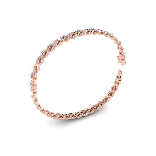 Alternating Diamond Twist Bangle Bracelet