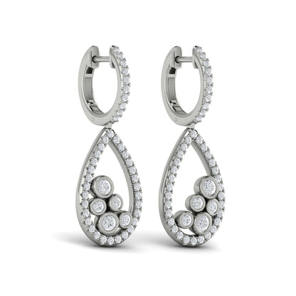 Pavé Pear Shaped and Bezel Set Diamond Earrings