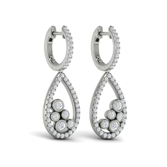 Pavé Pear Shaped and Bezel Set Diamond Earrings