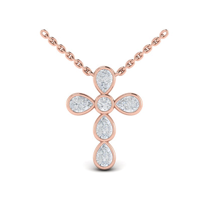Pear Shape Bezel Set Diamond Cross Pendant