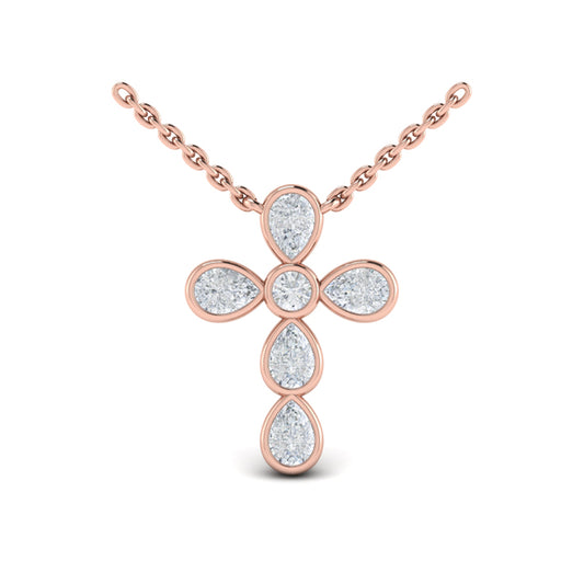 Pear Shape Bezel Set Diamond Cross Pendant
