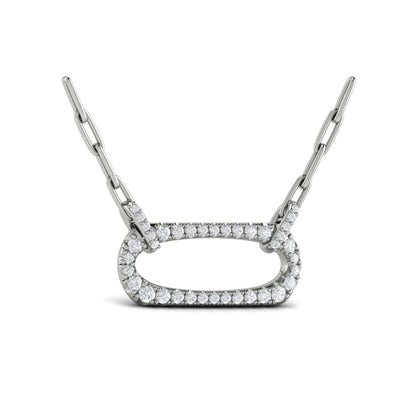 Diamond Accent East West Open Oval Pendant with Link Necklace
