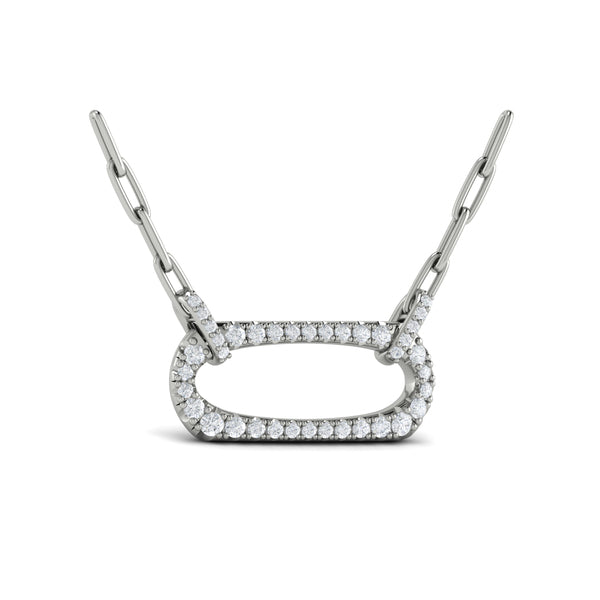 Diamond Accent East West Open Oval Pendant with Link Necklace
