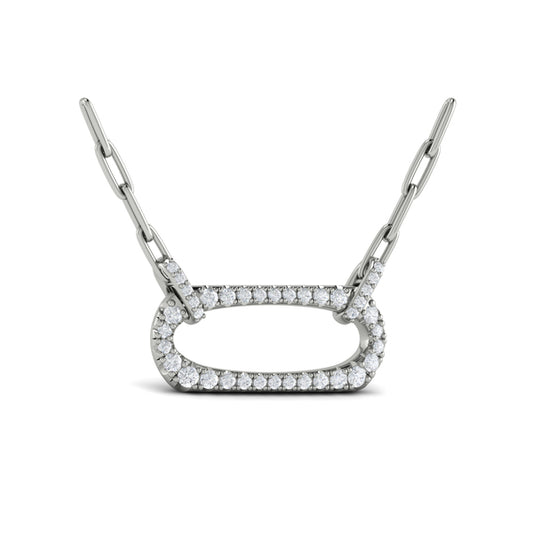 Diamond Accent East West Open Oval Pendant with Link Necklace