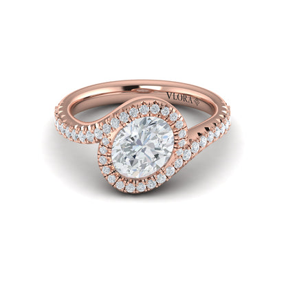 Modern Swirl Pavé Halo Engagement Ring