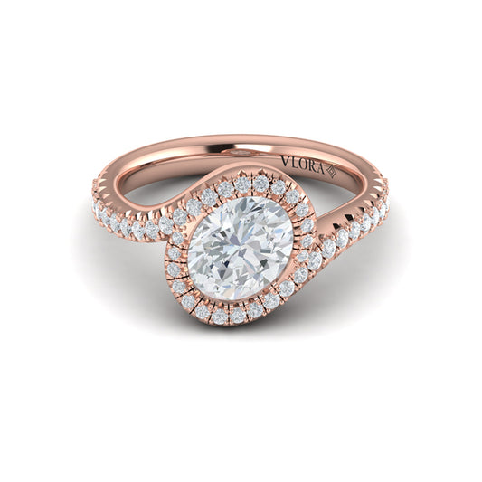 Modern Swirl Pavé Halo Engagement Ring