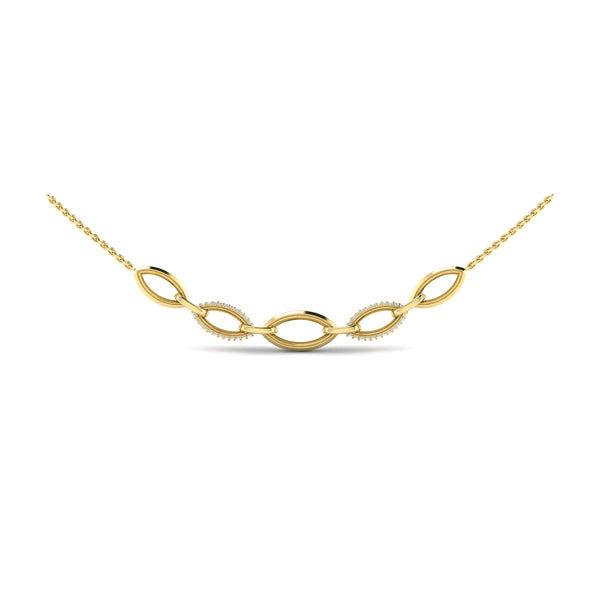 Open Navette Silhouette Alternating Diamonds Necklace