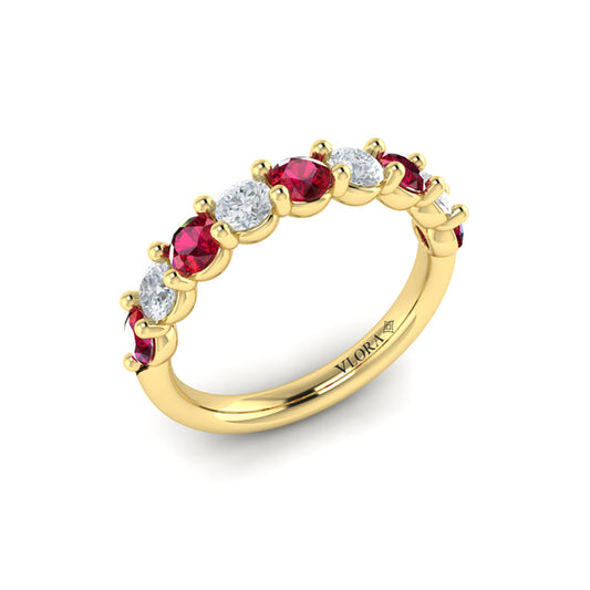 Classic Ruby and Diamond Stackable Band