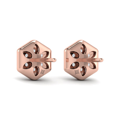 Diamond Cluster Honeycomb Stud Earrings