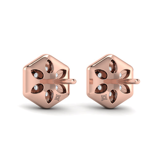 Diamond Cluster Honeycomb Stud Earrings