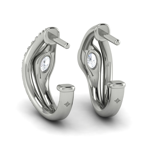 Bezel‑set Oval Diamond and Pavé Diamond Wrap Hoops