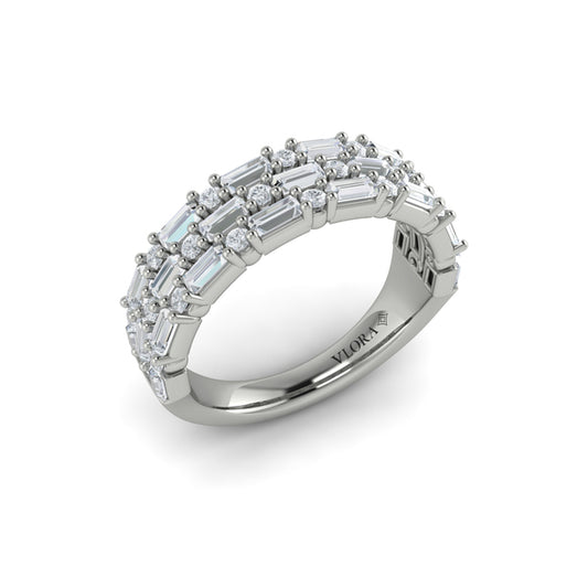 Triple Row Baguette and Diamond Band