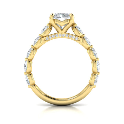 Oval Bezel Diamond Accent Round Engagement Ring