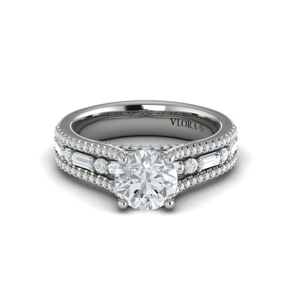 Round Classic Engagement Ring in Platinum by Vlora Bridal