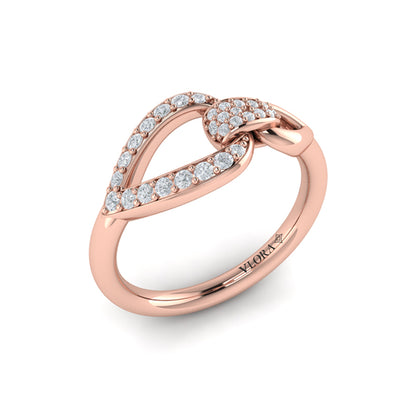 Diamond Open Tear Drop Link Ring