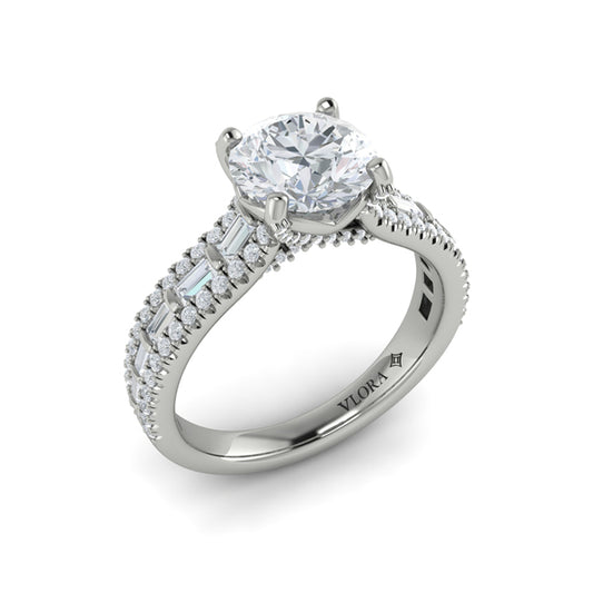 Round Classic Engagement Ring in Platinum by Vlora Bridal