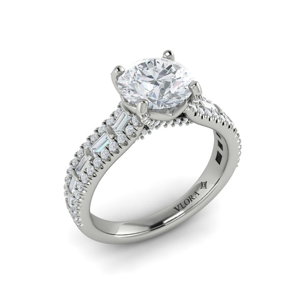 Grand Cathedral Round Diamond Engagement Ring