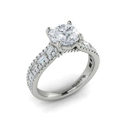 Grand Cathedral Round Diamond Engagement Ring