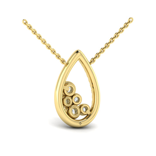 Pavé Pear Shaped and Bezel Set Diamond Pendant Necklace