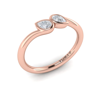 Pear Shaped Diamond Bezel‑set two‑stone Bypass Ring