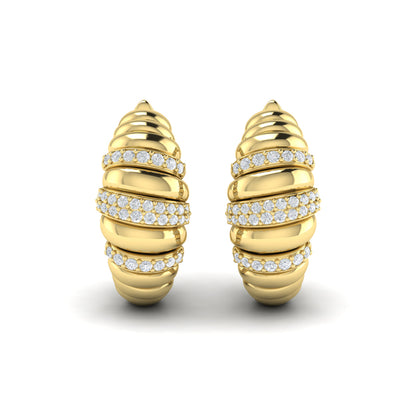 Diamond Pavé Spiral Huggie Earrings