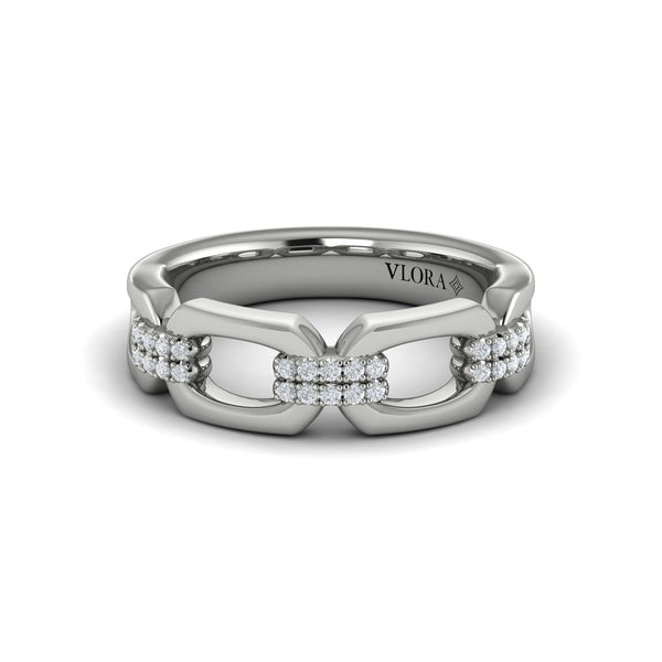 Diamond Accent East West Open Oval Link Ring