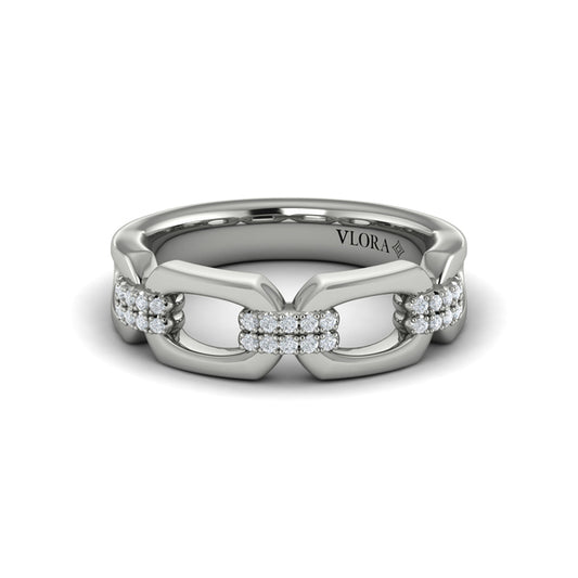 Diamond Accent East West Open Oval Link Ring
