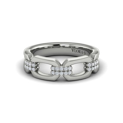 Diamond Accent East West Open Oval Link Ring