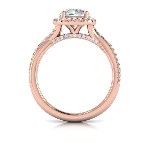 Entwined Halo Round Engagement Ring