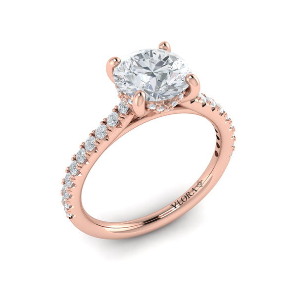 Classic Cathedral Engagement Ring with a Hidden Halo
