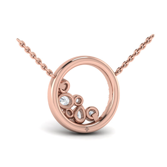 Pavé Halo and Bezel Set Diamond Pendant Necklace