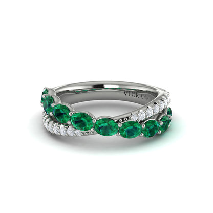Multi Diamond and Emerald Twist Statement Ring