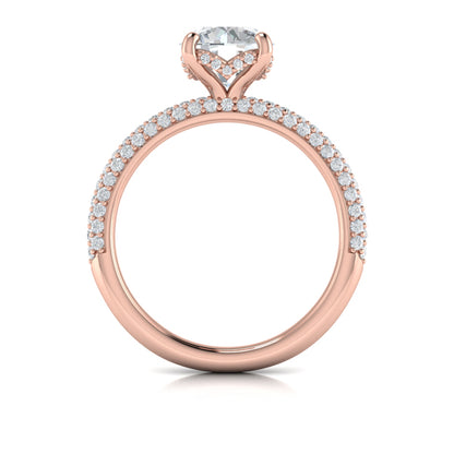 Shimmering Hidden Halo Engagement Ring with Micropave Band