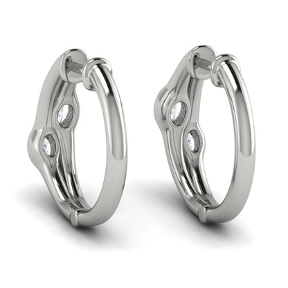 Oval Shaped Diamond Bezel‑Set Two‑Stone Huggies