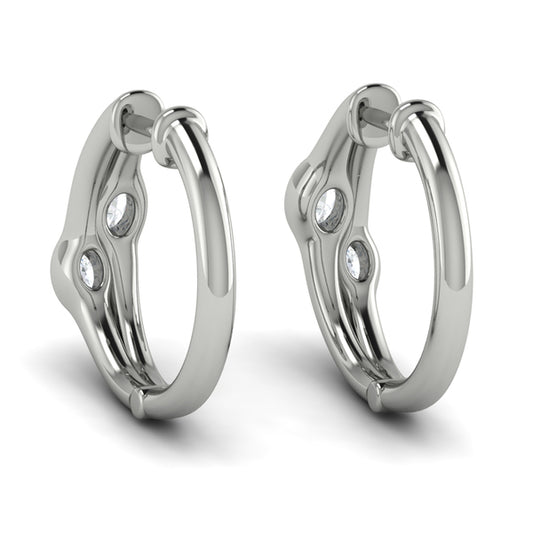 Oval Shaped Diamond Bezel‑Set Two‑Stone Huggies