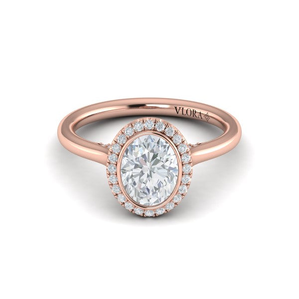 Regal Halo Oval Bezel Engagement Ring